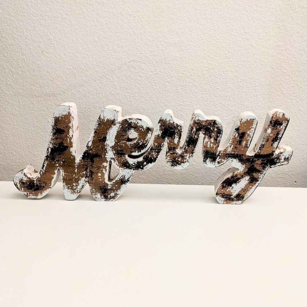 Rustic Wooden Merry Sign